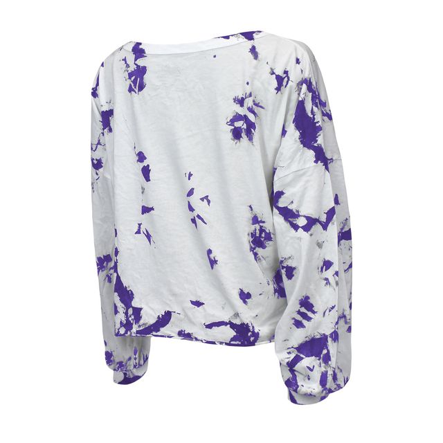 T-shirt à manches longues et col en V Aquarius Los Angeles Lakers Majestic Threads blanc pour femme