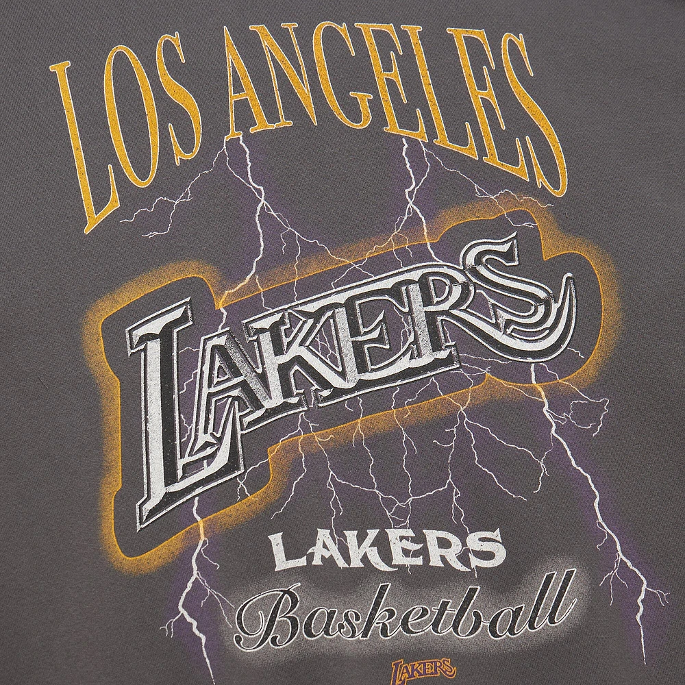 Women's Mitchell & Ness Charcoal Los Angeles Lakers Hardwood Classics Lightweight Pullover Sweatshirt