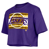 Women's New Era Purple Los Angeles Lakers Oversized Boxy Crop T-Shirt