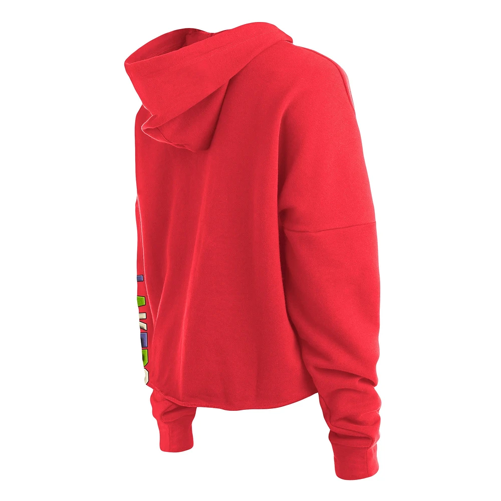 Women's New Era Red Los Angeles Lakers Color Pack Cropped Top Pullover Hoodie