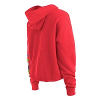 Women's New Era Red Los Angeles Lakers Color Pack Cropped Top Pullover Hoodie