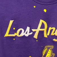 Women's Nike Purple Los Angeles Lakers Courtside Splatter Cropped T-Shirt