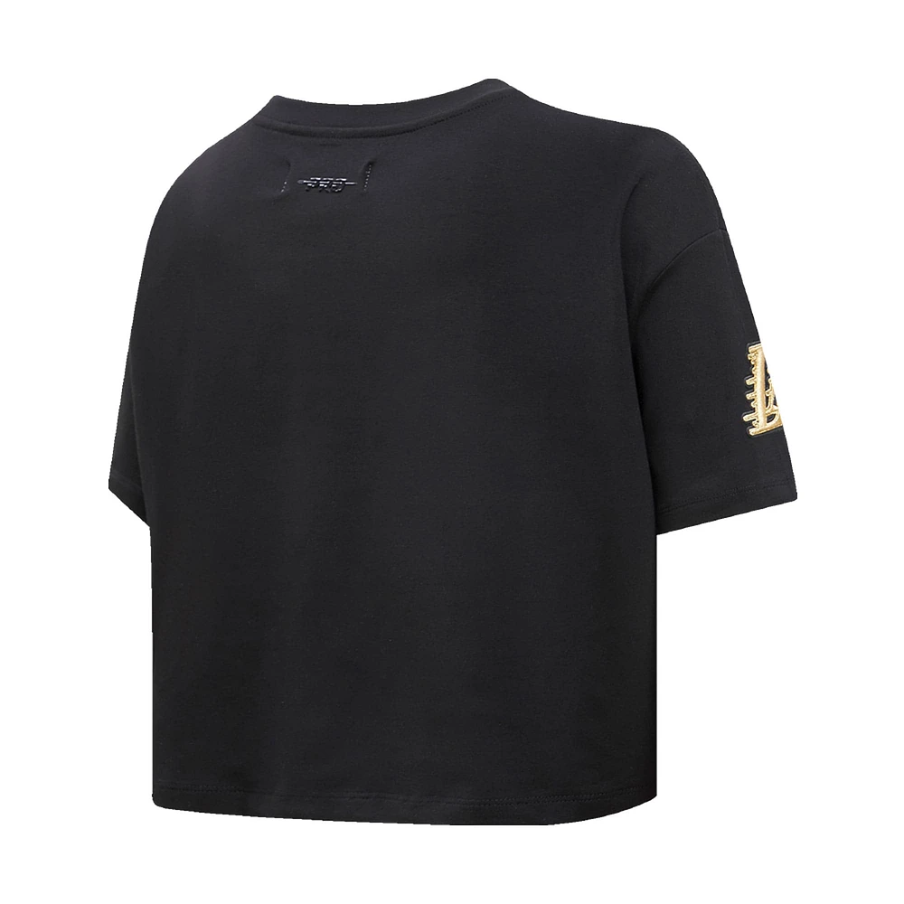 Women's Pro Standard Black Los Angeles Lakers Holiday Glam Boxy T-Shirt