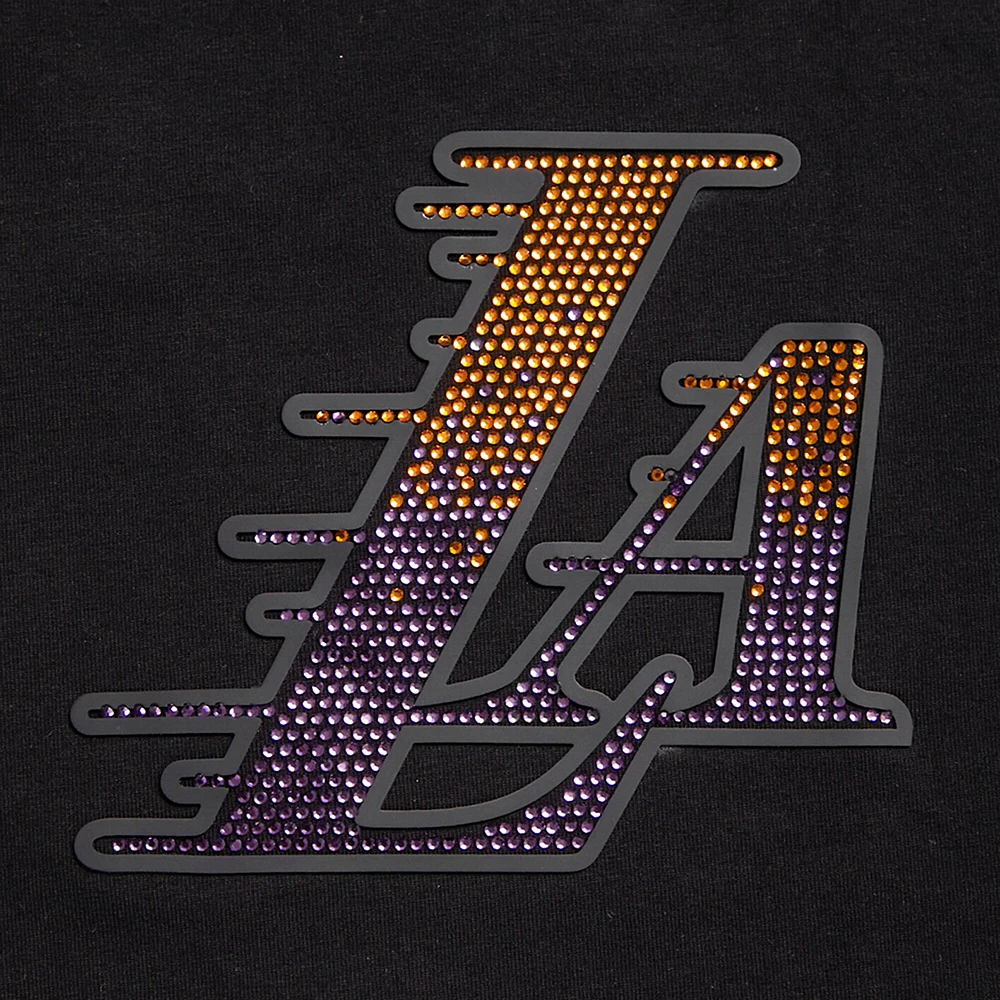 Women's Pro Standard Black Los Angeles Lakers Jewels Boxy Cropped T-Shirt