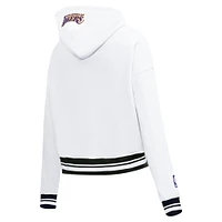 Women's Pro Standard White Los Angeles Lakers Script Tail Cropped Pullover Hoodie