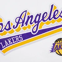 Women's Pro Standard White Los Angeles Lakers Script Tail Cropped Pullover Hoodie