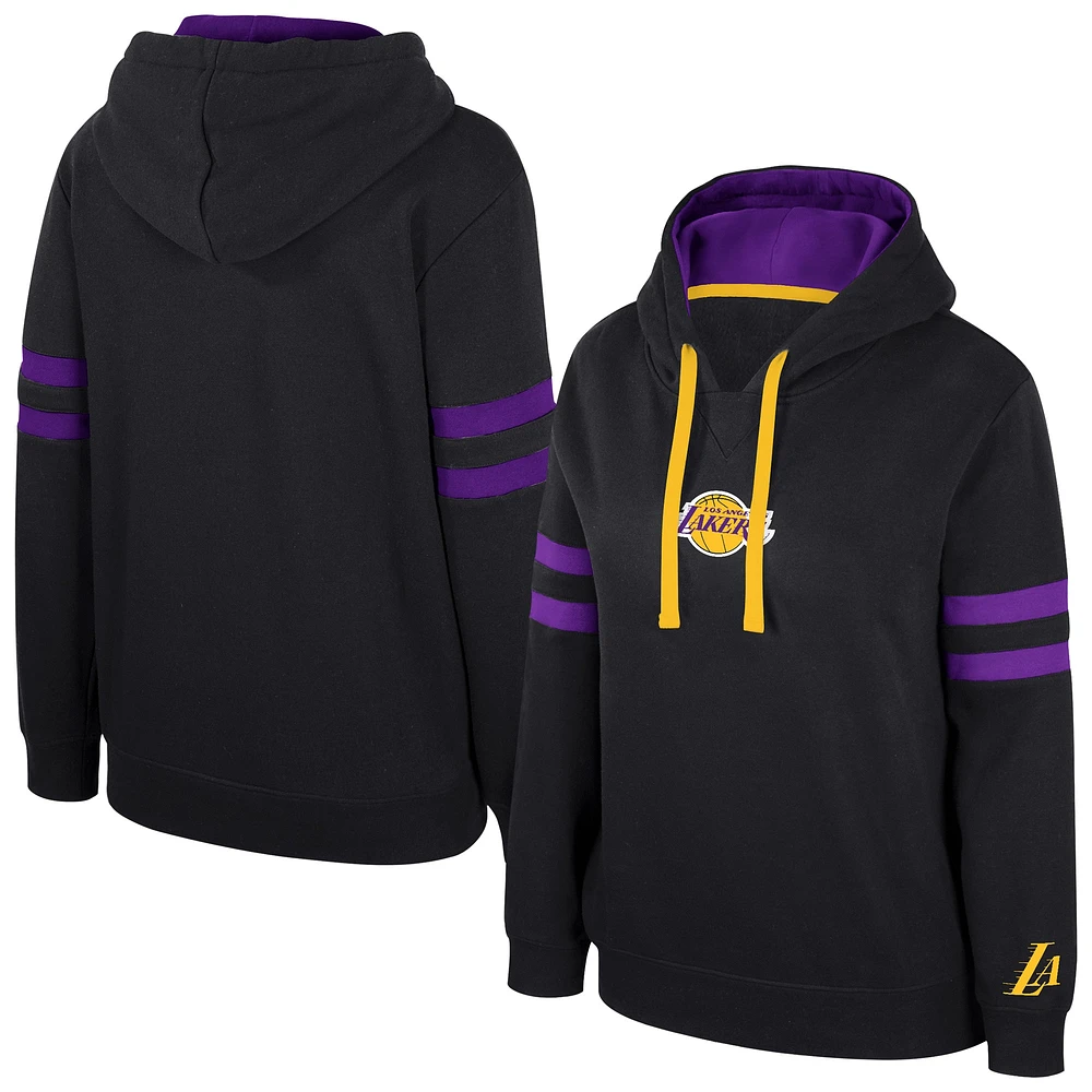 Women's Stadium Essentials Black Los Angeles Lakers Road Game Pullover Hoodie
