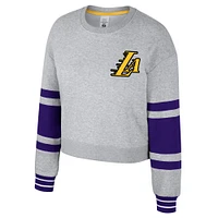 Women's Stadium Essentials Heather Gray Los Angeles Lakers 2024/25 City Edition Scrimmage Cropped Pullover Sweatshirt