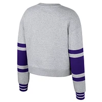 Women's Stadium Essentials Heather Gray Los Angeles Lakers 2024/25 City Edition Scrimmage Cropped Pullover Sweatshirt