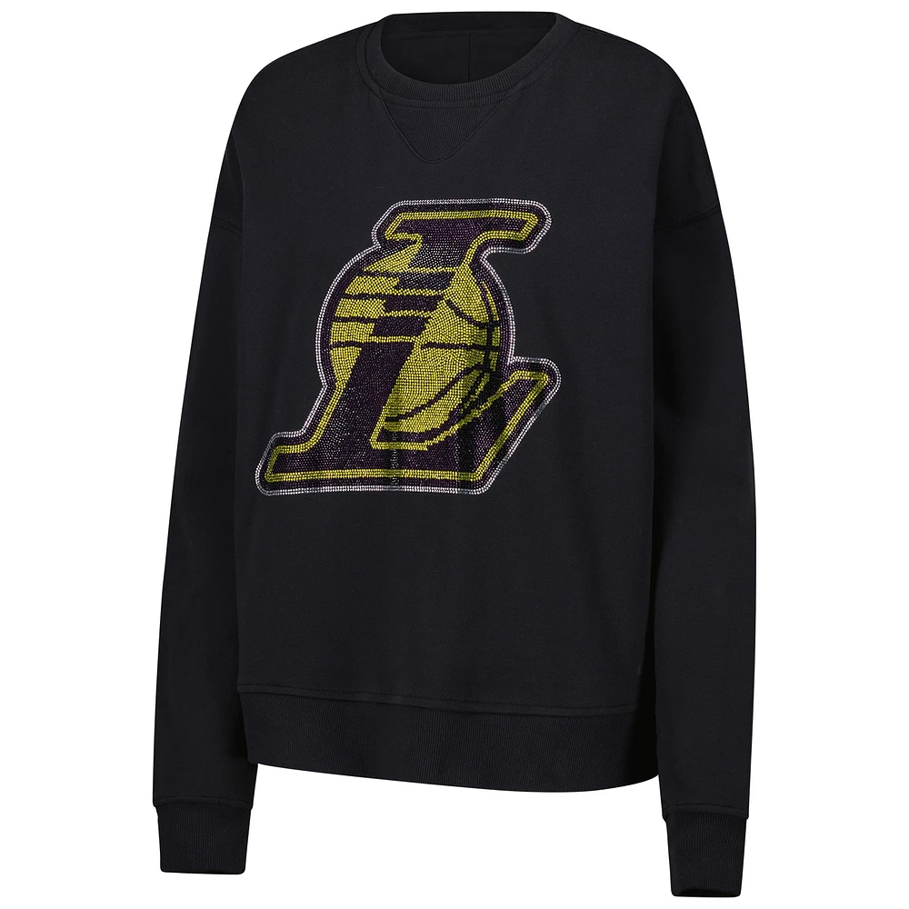 Women's Terez Black Los Angeles Lakers Gemstone Logo Pullover Sweatshirt