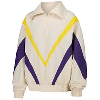 Women's Terez White Los Angeles Lakers Retro Chevron Ripstop Quarter-Zip Windbreaker Jacket