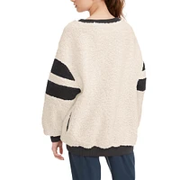 Women's Tommy Jeans Oatmeal/Black Los Angeles Lakers Mindy Sherpa Pullover Sweatshirt