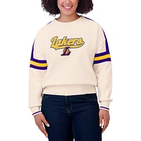 Women's WEAR by Erin Andrews  Cream Los Angeles Lakers Stripe Pullover Sweater