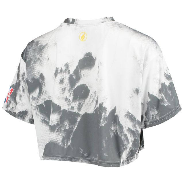 Ensemble Crop Top & Short Los Angeles Lakers Tie-Dye Blanc/Noir pour Femme