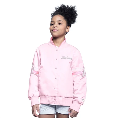 Veste universitaire rose clair Starter pour jeunes Los Angeles Lakers Arena Full-Snap