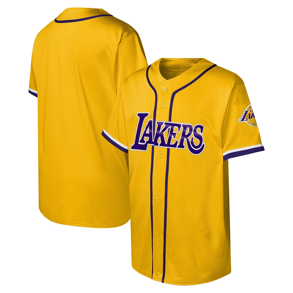 Youth Gold Los Angeles Lakers Stitch Full-Button Baseball Jersey
