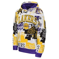 Youth White/Purple Los Angeles Lakers Wild Style Pullover Hoodie