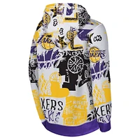 Youth White/Purple Los Angeles Lakers Wild Style Pullover Hoodie