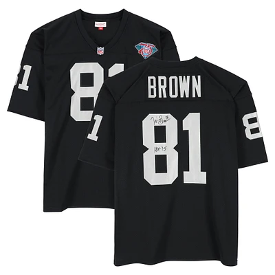Tim Brown Los Angeles Raiders Autographed Black 1994 Mitchell & Ness Authentic Jersey with "HOF 15" Inscription