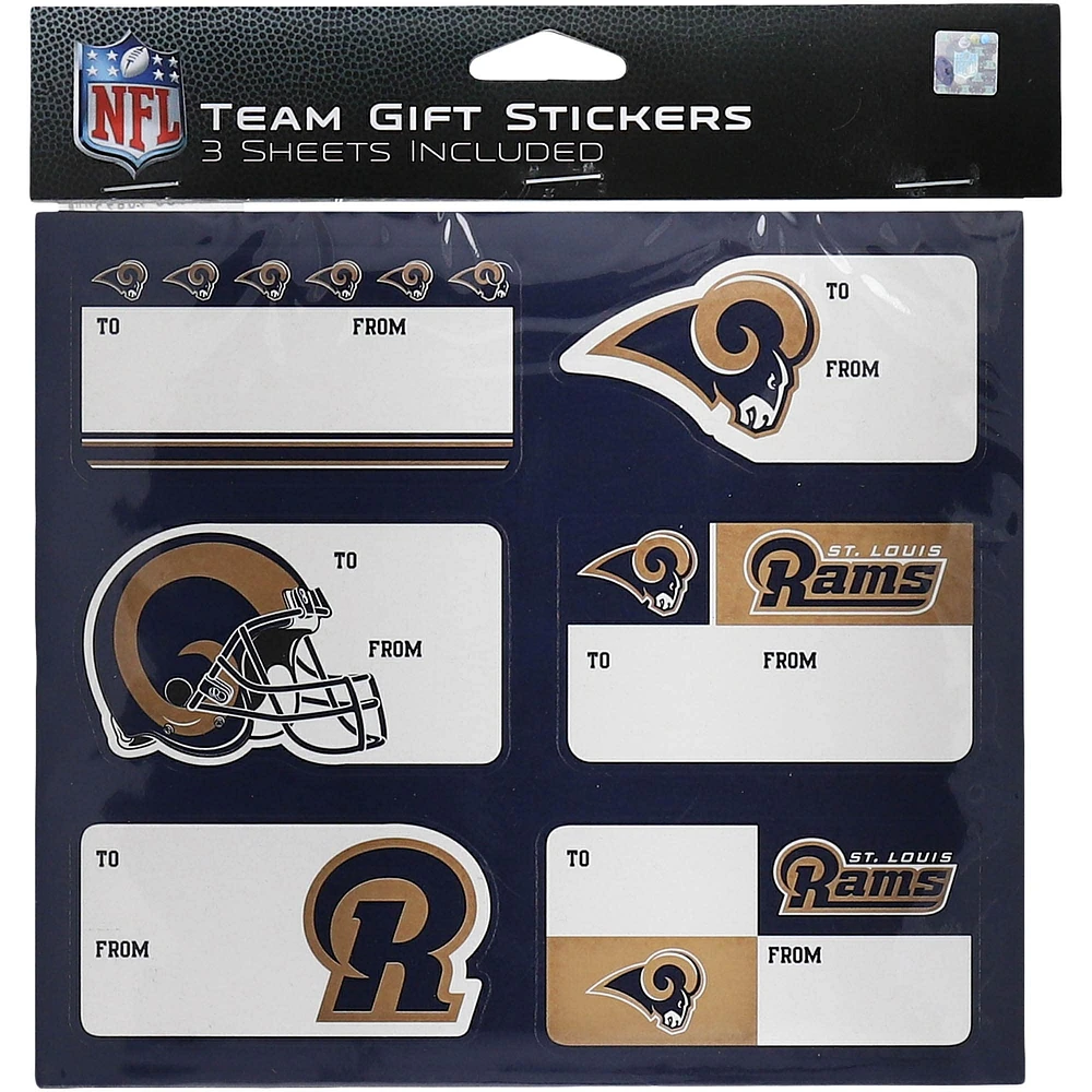 FOCO St. Louis Rams Lot de 3 feuilles d'autocollants cadeaux avec logo historique