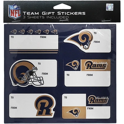 FOCO St. Louis Rams Lot de 3 feuilles d'autocollants cadeaux avec logo historique