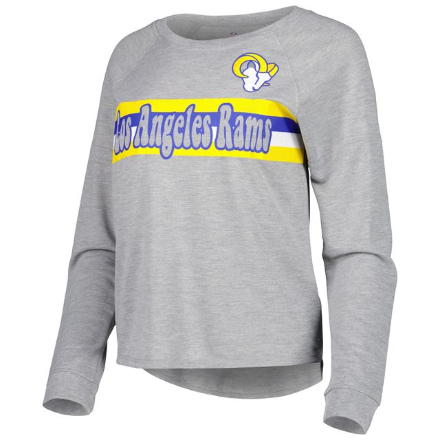 T-shirt à manches longues raglan gris chiné Los Angeles Rams pour junior