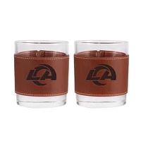 Los Angeles Rams 2-Pack 12oz Rocks Glass with Leather Wrap