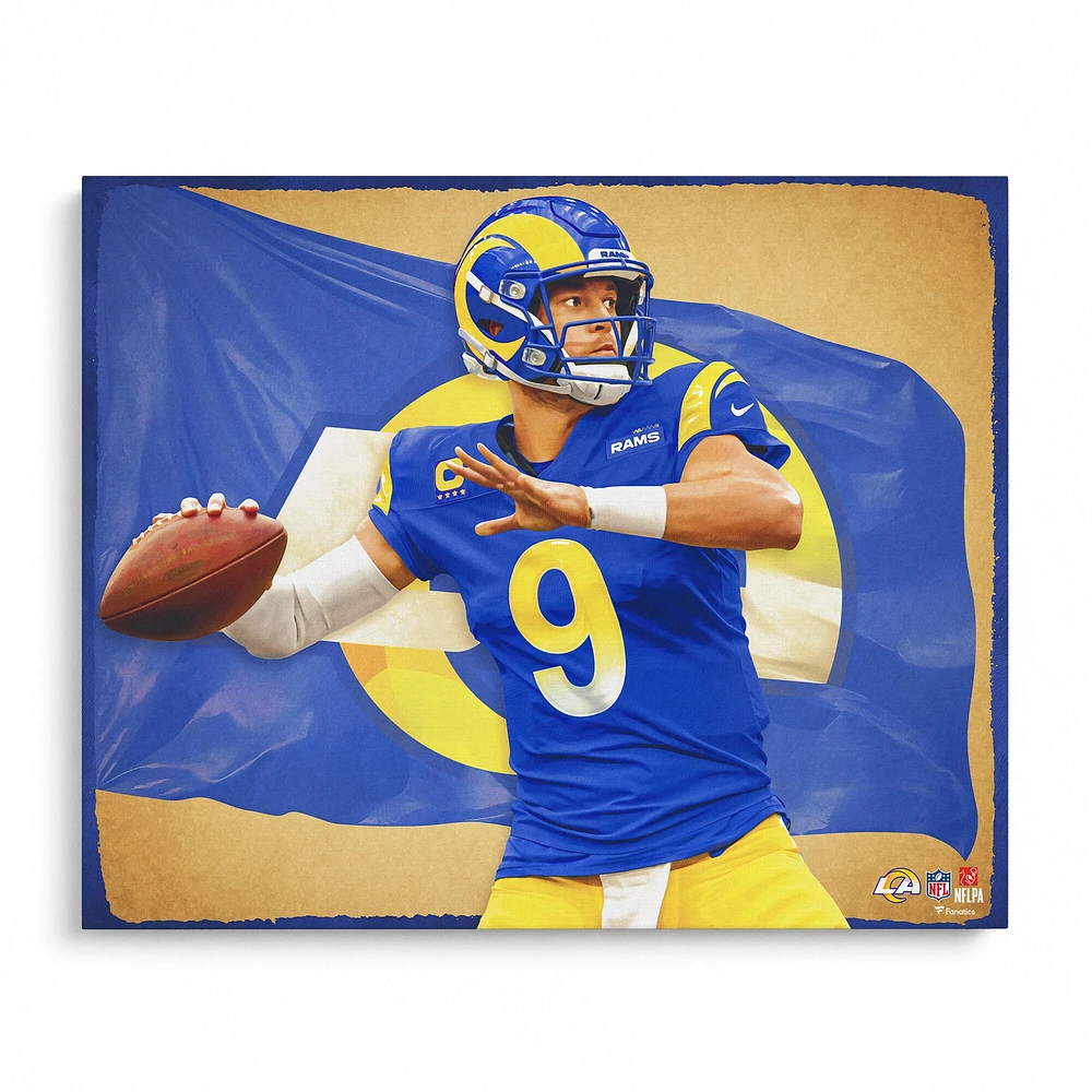 Impression photo non signée de Matthew Stafford Los Angeles Rams 16" x 20" - Conçue par l'artiste Brian Konnick