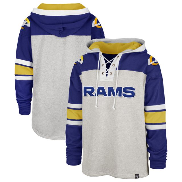 Chandail à lacets Gridiron Los Angeles Rams '47 gris/royal pour homme - capuchon