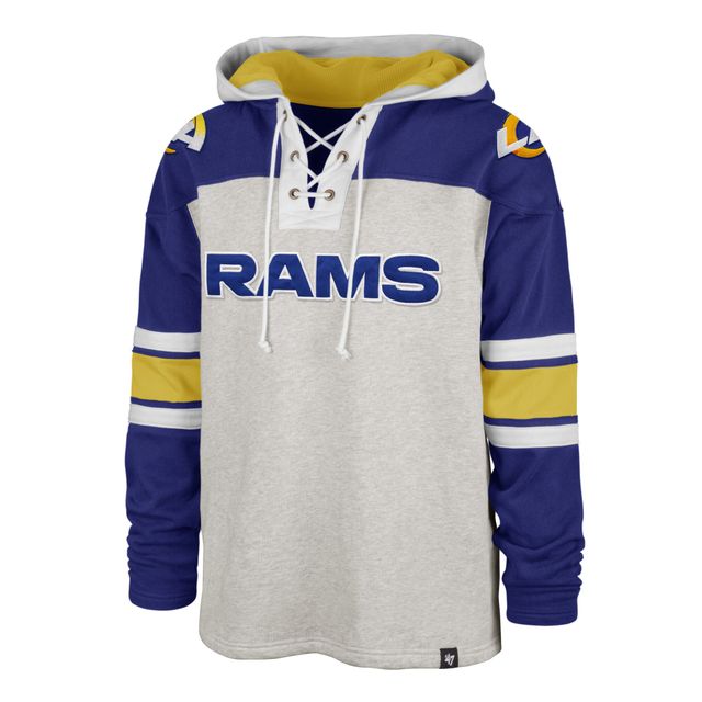 Chandail à lacets Gridiron Los Angeles Rams '47 gris/royal pour homme - capuchon