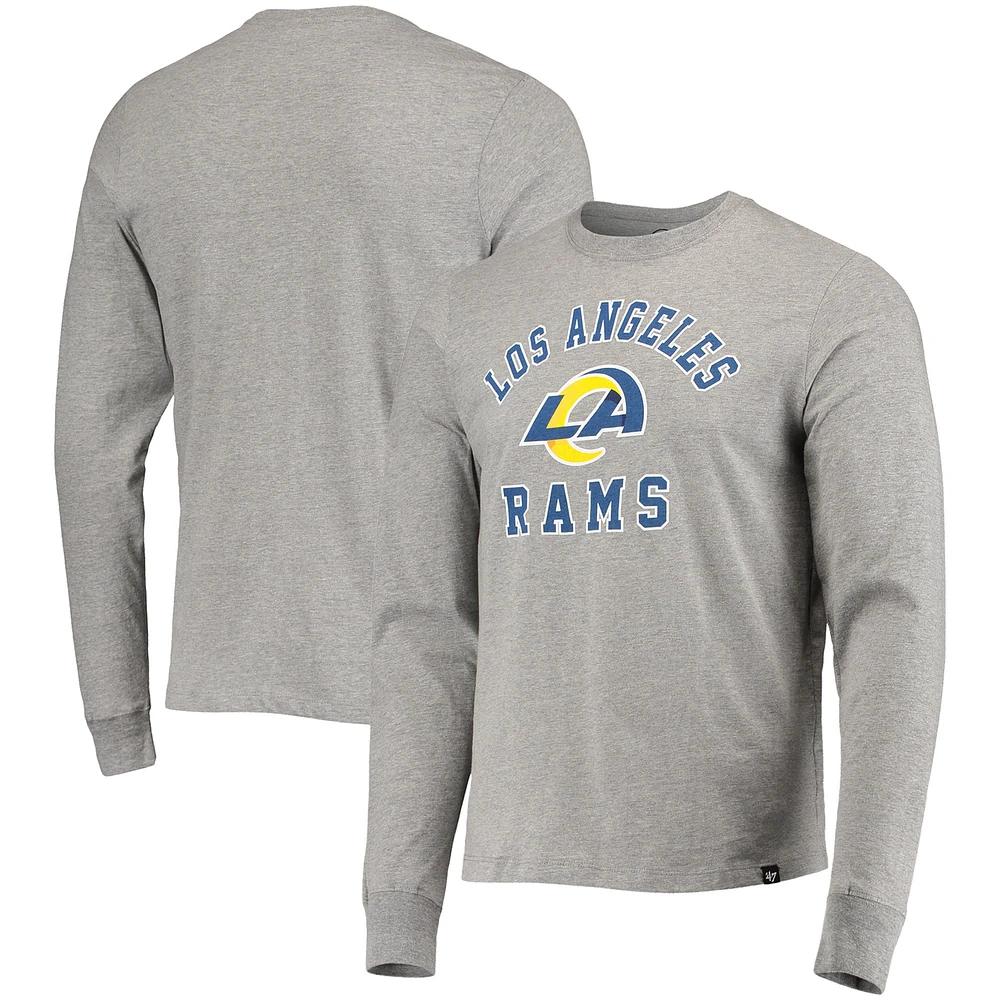 Men's '47 Heathered Gray Los Angeles Rams Arch Super Rival Long Sleeve T-Shirt