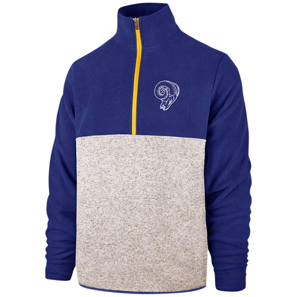 Men's '47 Royal/Cream Los Angeles Rams Colorblock Kodiak Half-Zip Jacket