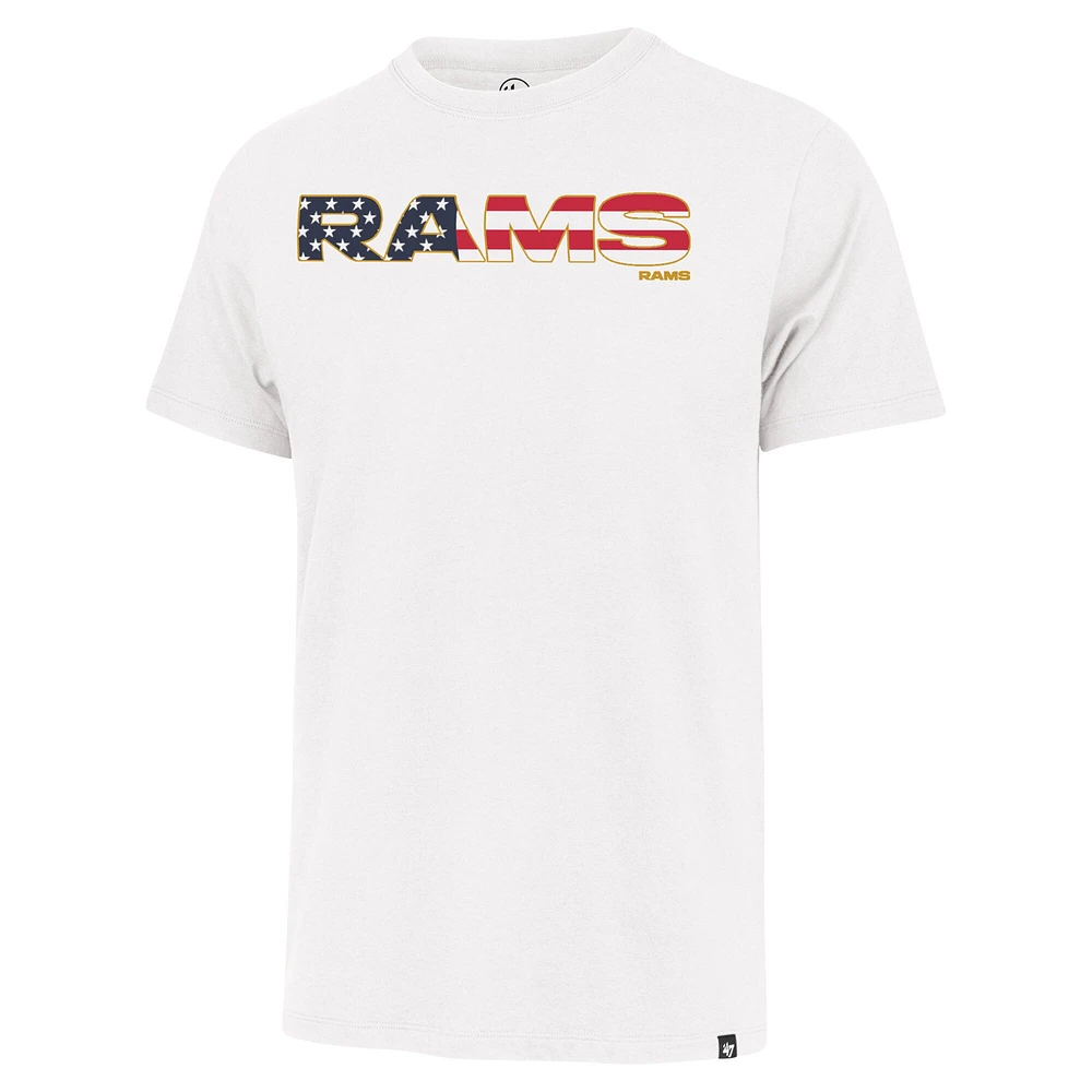 Men's '47 White Los Angeles Rams Flag Script Franklin T-Shirt