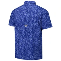 Men's Columbia PFG Royal Los Angeles Rams Super Slack Tide Omni-Wick Button-Up Shirt