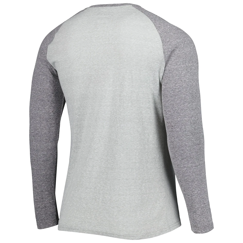 Men's Concepts Sport Heather Gray Los Angeles Rams Ledger Raglan Long Sleeve Henley T-Shirt