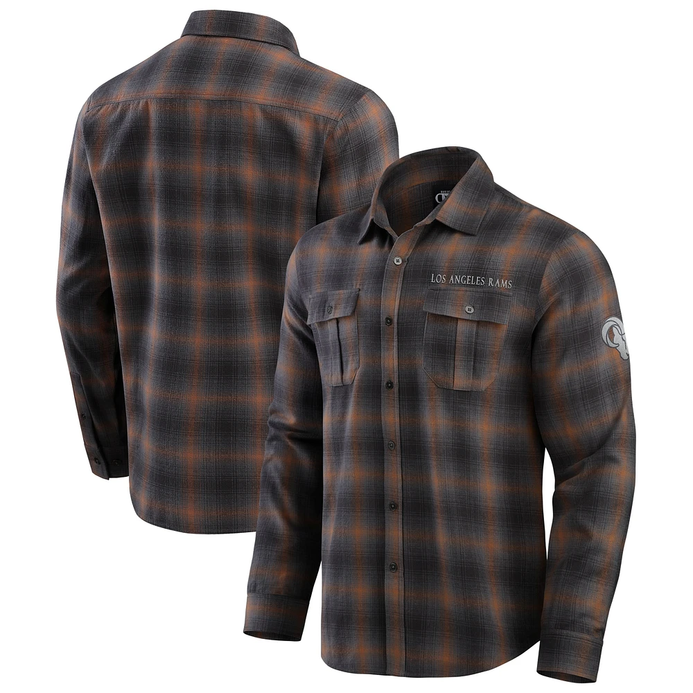 Men's Darius Rucker Collection by Fanatics Charcoal Los Angeles Rams Classic Flannel Long Sleeve Button-Up Shirt