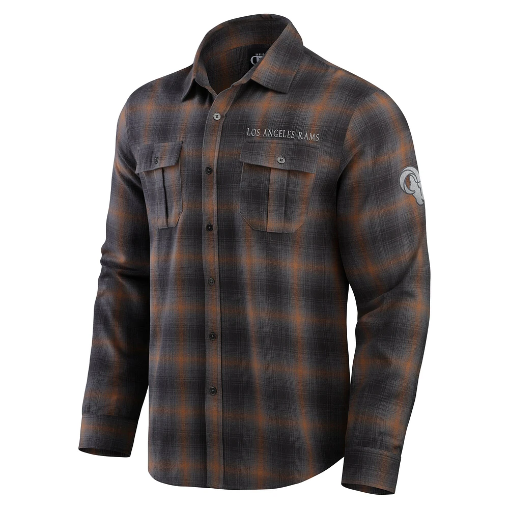 Men's Darius Rucker Collection by Fanatics Charcoal Los Angeles Rams Classic Flannel Long Sleeve Button-Up Shirt