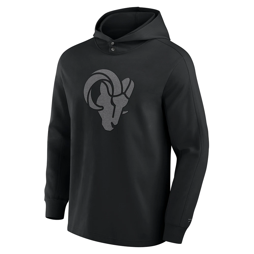 Men's Fanatics Black Los Angeles Rams Elements Blaze Tri-Blend Long Sleeve Hoodie T-Shirt