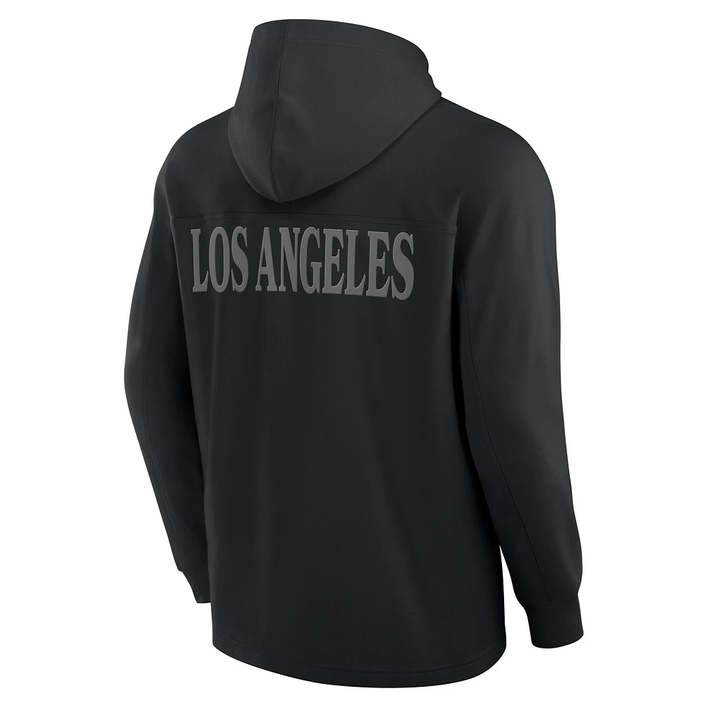 Men's Fanatics Black Los Angeles Rams Elements Blaze Tri-Blend Long Sleeve Hoodie T-Shirt