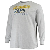 Men's Fanatics Heathered Gray Los Angeles Rams Big & Tall Practice Long Sleeve T-Shirt