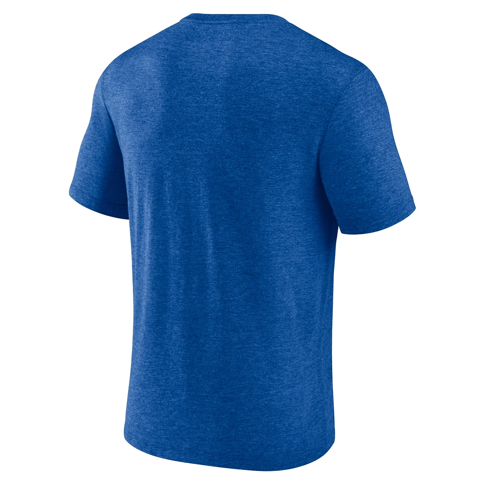 Men's Fanatics Heathered Royal Los Angeles Rams End Around Tri-Blend T-Shirt