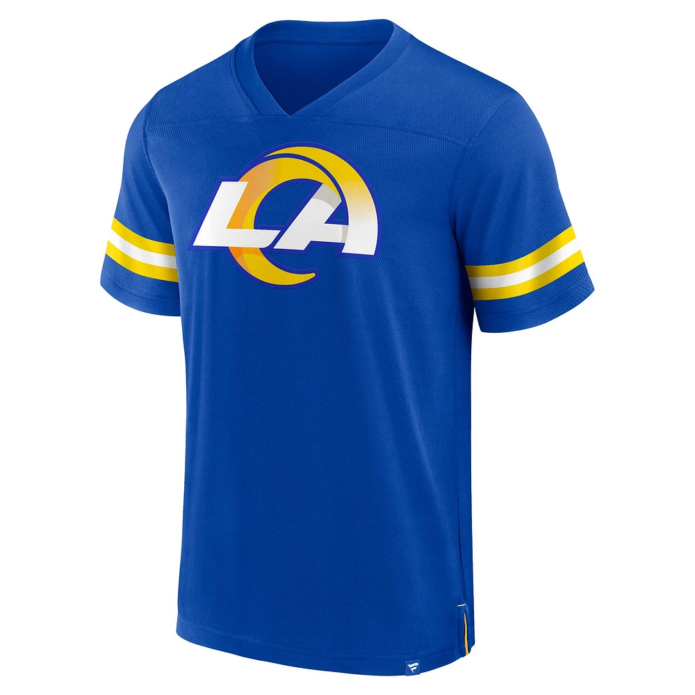 Men's Fanatics  Royal Los Angeles Rams Jersey Tackle V-Neck T-Shirt
