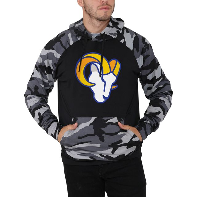 FOCO Los Angeles Rams Raglan noir/camouflage pour homme - Chandail à capuchon