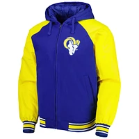 Men's G-III Sports by Carl Banks Royal Los Angeles Rams Defender Raglan Full-Zip Hoodie Varsity Jacket