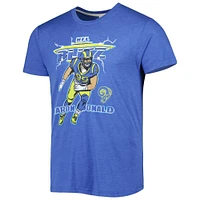 Men's Homage Aaron Donald Heathered Heather Royal Los Angeles Rams NFL Blitz Player Tri-Blend T-Shirt