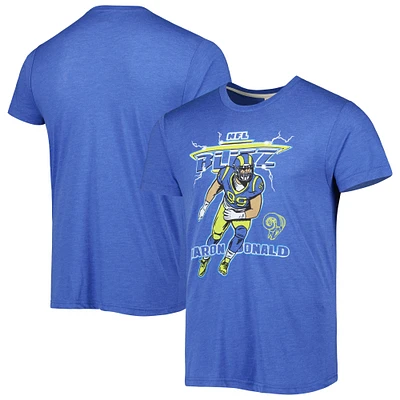 Men's Homage Aaron Donald Heathered Heather Royal Los Angeles Rams NFL Blitz Player Tri-Blend T-Shirt