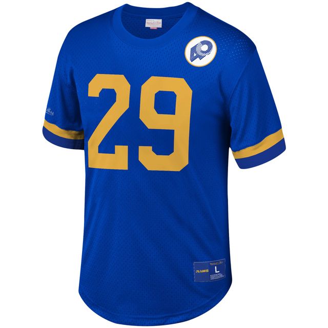 Haut à col rond en maille Mitchell & Ness Eric Dickerson Royal Los Angeles Rams pour hommes, nom et numéro du joueur retraité