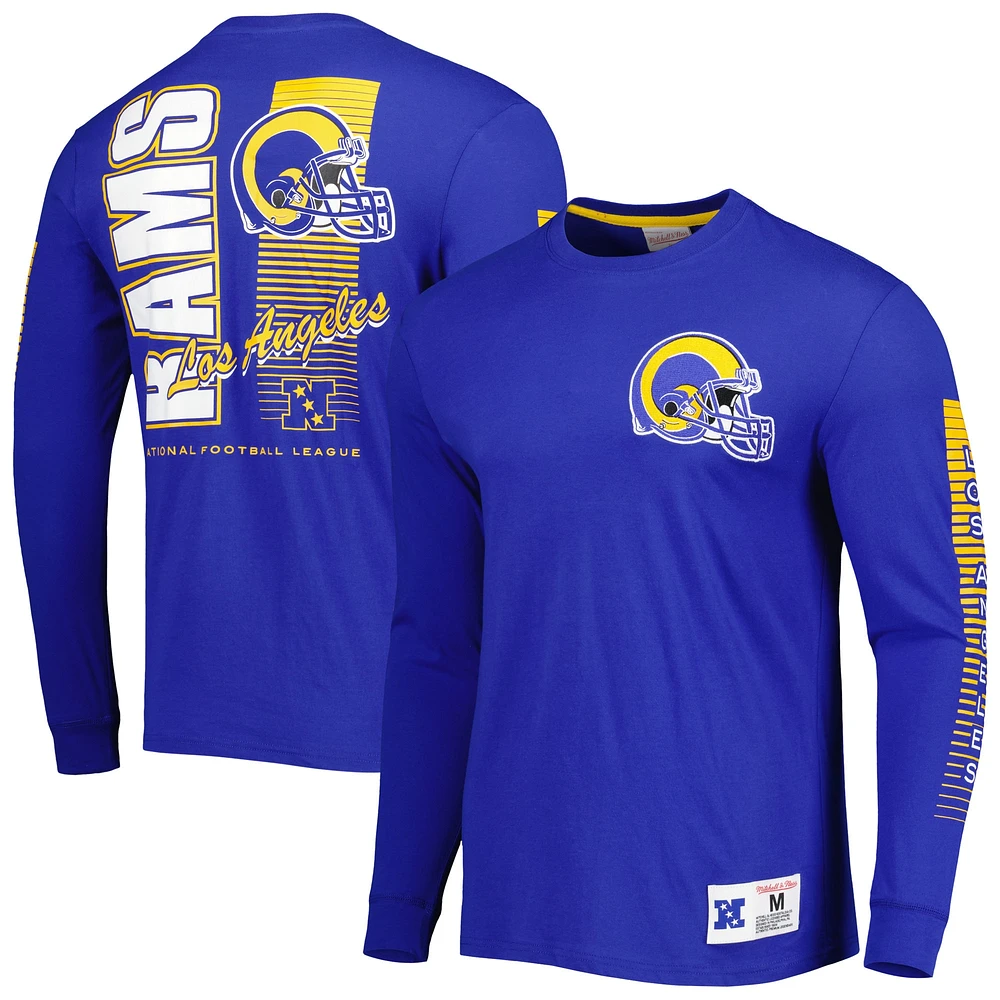 T-shirt à manches longues mode Royal Los Angeles Rams Mitchell & Ness pour homme