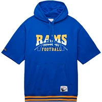 Men's Mitchell & Ness Royal Los Angeles Rams Pre-Game Short Sleeve Pullover Hoodie