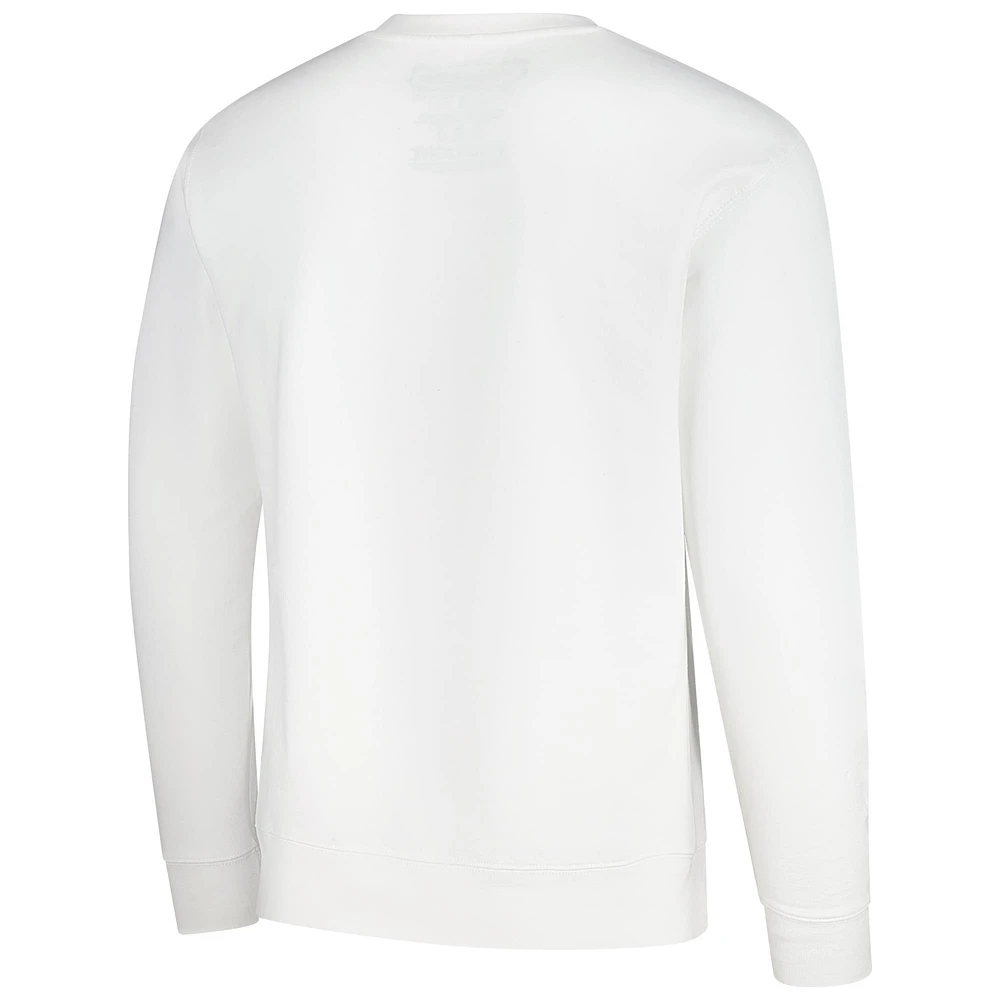 Men's Mitchell & Ness x Bud Light White Los Angeles Rams The Crest Pullover Sweatshirt